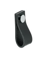 Kast Handgreep Loop - Leer Zwart / Gepolijst Chroom - Beslag Design