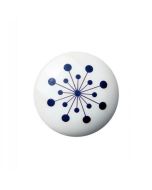 Flower Porselein Knop / Haak - Blauw - Anne Black