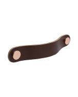 Loop Round Handgreep - Bruin Leder / Gepolijst Koper - Beslag Design